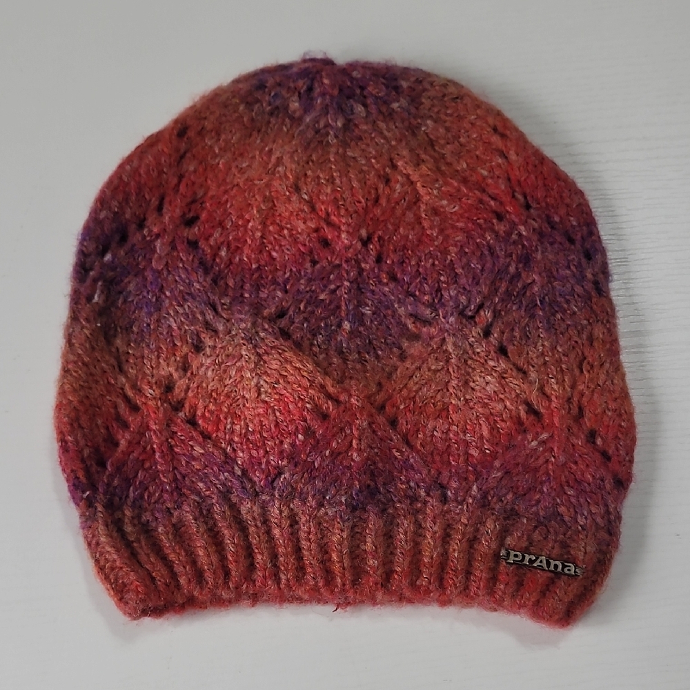 Prana Women's Gradient Knit Beanie in Orange and Purple Tones